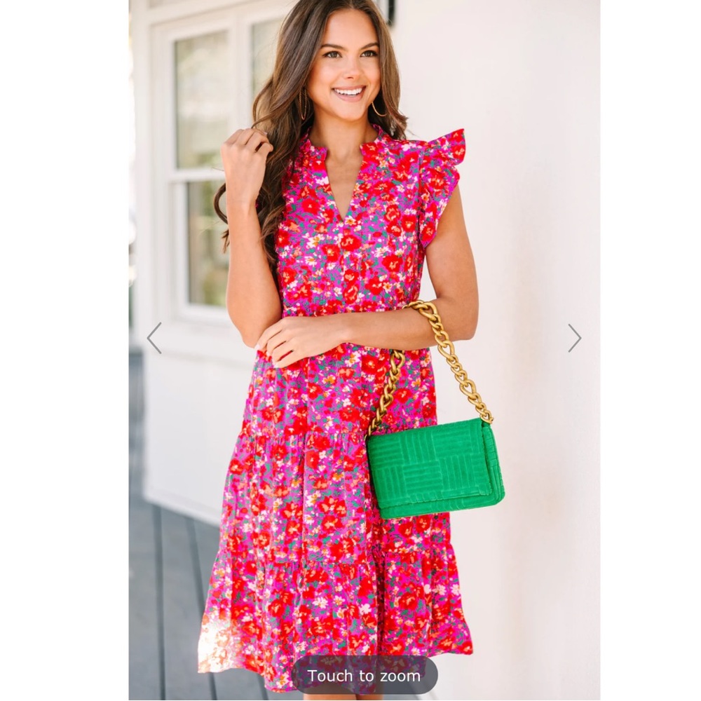 Make it your own fuchsia pink floral tiered dress - S